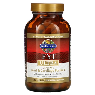 Garden of Life, FYI Ultra, универсальная формула для суставов и хрящей, 120 вегетарианских капсул UltraZorbe