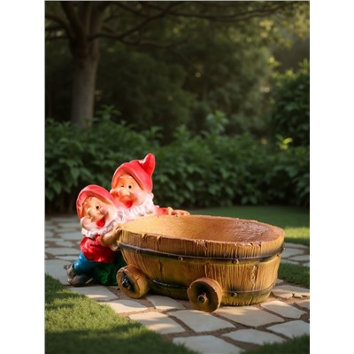 Садовая фигура из гипса «Два гнома с телегой», 19.5×32×17.5 см