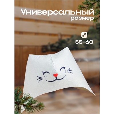 Шапка для бани и сауны «Кошка», шерсть, полиэфир, «Добропаровъ»