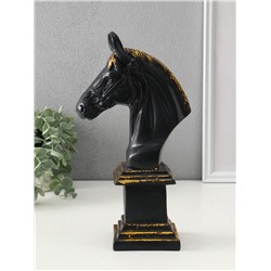 Фигура «Постамент: Бюст лошади», 31.5×10×17 см, чёрный с позолотой