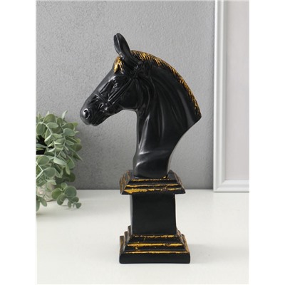 Фигура «Постамент: Бюст лошади», 31.5×10×17 см, чёрный с позолотой