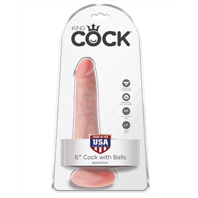 Телесный фаллоимитатор с мошонкой и присоской 6  Cock with Balls - 17,8 см.