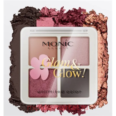 Monic Beauty Тени для век 4 цвета Glam@Glow Day Color тон 06 Vintage Rose