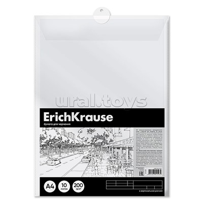 Бумага для черчения в пластиковой папке Art, А4, 10 листов, вертикальная рамка