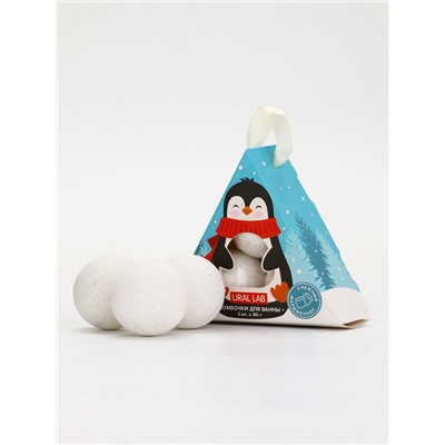 Бомбочки для ванны «Пингвин», 3 шт. × 40 г, снежный маршмеллоу, URAL LAB