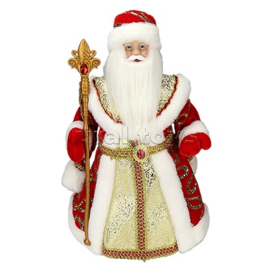 Сувенир Дед Мороз в красной шубе с пайетками и белым мехом,  40см.
