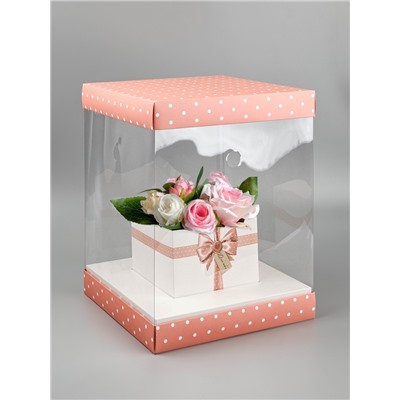 Коробка для цветов с вазой и пластиковыми окнами складная «Для тебя», 30×23×23 см