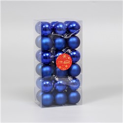 Ёлочные игрушки «Однотонный», шары новогодние, набор 36 шт., d=4 см, синий