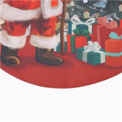 Набор салфеток сервировочных на стол «Этель. Санта», 4 шт., красные, круглые, d=30 см