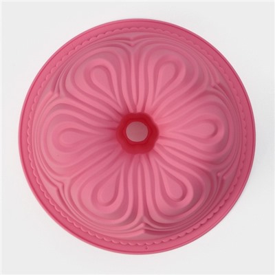 Форма для выпечки Доляна «Немецкий кекс. Торжество», силикон, 22.5×8 см, цвет розовый