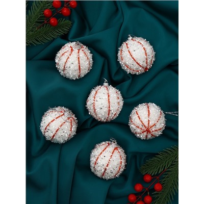 Ёлочные игрушки «Вилей», шары новогодние, d=6 см, 6 шт., белый