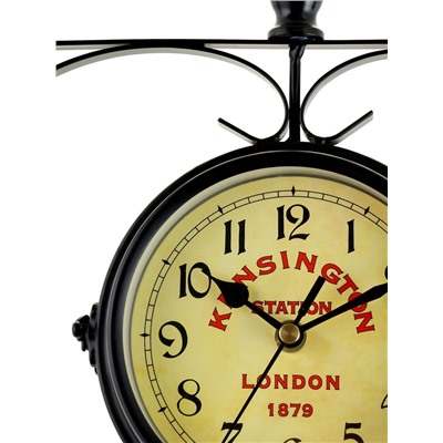 Часы настенные интерьерные Kensington station, двусторонние, на подвесе, бесшумные, плавный ход, d=12 см