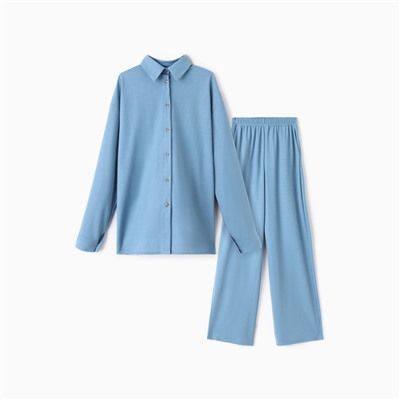 Костюм женский (рубашка, брюки) MINAKU: Home Collection, размер 42, голубой