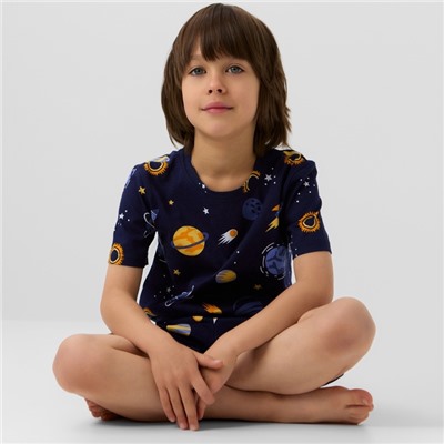 Пижама для мальчика (футболка и шорты) KAFTAN: Space, тёмно-синяя, размер 28 (86-92 см)