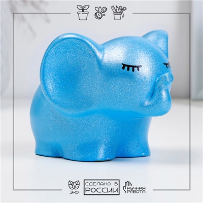 Декоративное кашпо для цветов «Спящий слоник», h=8 см, гипс, голубое