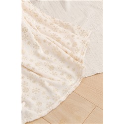 Плед покрывало Золотые снежинки блестящий велсофт