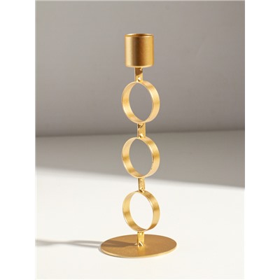Подсвечник на 1 свечу «Три кольца», d=2.5 см, металл под золото, 7.5×7.5×21 см