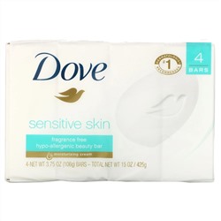 Dove, Косметическое мыло для чувствительной кожи, без отдушек, 4 шт. по 106 г (3,75 унции)