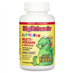Natural Factors, Big Friends, жевательные мультивитамины и минералы, со вкусом ягод, 60 жевательных таблеток