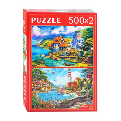 Наборы пазлов 2в1 (500+500) "Морские пейзажи"