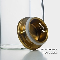 Кувшин для воды Magistro «Богема», 1 л, 13×9×23 см, с металлической крышкой, стекло, прозрачный, золотистый