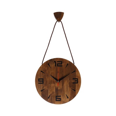 Часы настенные, интерьерные, бесшумные, d=30 см, дерево, коричневые