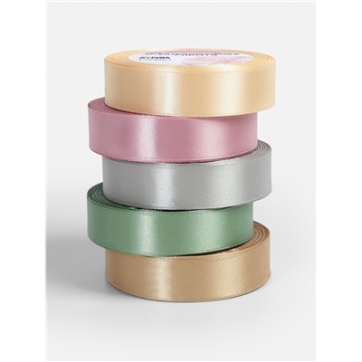 Атласная лента, набор 5 шт. «Тёплый день», 20 мм, 23±1 м