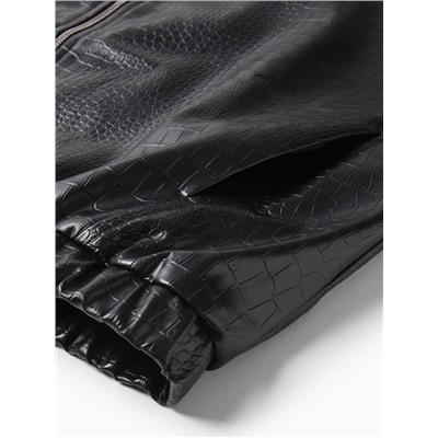 Жакет женский демисезонный MINAKU: Eco leather, чёрный, размер 48