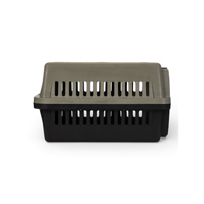 Переноска для животных, 59×36×35 см, с поддоном, с металлической дверью, тёмно-серая, чёрная