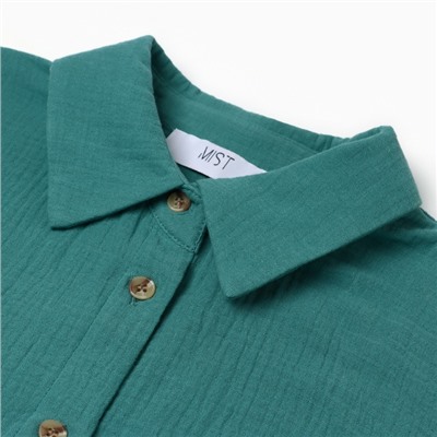 Рубашка женская оверсайз MIST Muslin, размер 42, бирюзовая