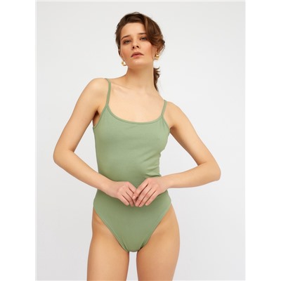 Боди женское MINAKU: Basic line цвет оливковый, размер 42