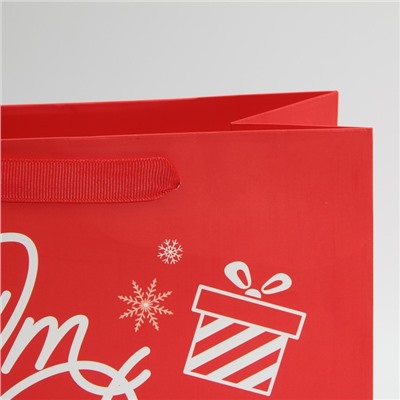 Пакет подарочный новогодний ламинированный «Новогодний подарочек», ML 23×27×11.5 см