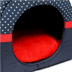 Дом-трансформер «Норка», Оксфорд бязь иск. мех, 45×35×35 см, синий со звездами