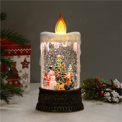 Светильник Новогодний настольный светодиодный 12,5x8x25 см Снеговик у ёлки музыкальный / NG206-65 /уп 12/АКЦИЯ