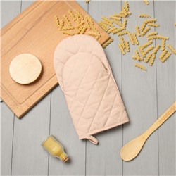 Варежка-прихватка «Этель» Kitchen, бежевая, 15×28 см, саржа, 100% хлопок