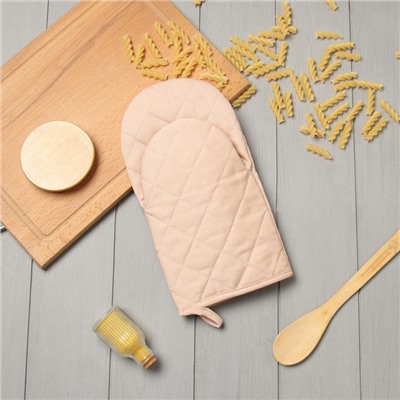 Варежка-прихватка «Этель» Kitchen, бежевая, 15×28 см, саржа, 100% хлопок