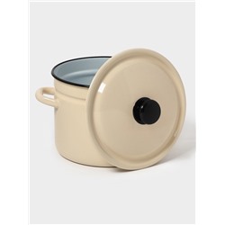 Кастрюля эмалированная, 6 л, d=23.5 см, с крышкой, без декора, цвет слоновой кости