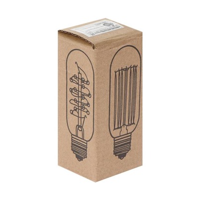 Лампа накаливания винтажная «Колба», T45, 60 Вт, Е27, 230 В, 113×45 мм, теплый белый