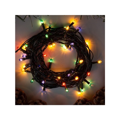 Гирлянда «Нить» 5 м, IP20, тёмная нить, 50 ламп, 8 режимов, 220 В, свечение мульти