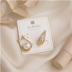 Серьги коллекция "Xuping" покрытие позолота, вставка: искусственный жемчуг и фианиты, арт.004.066
