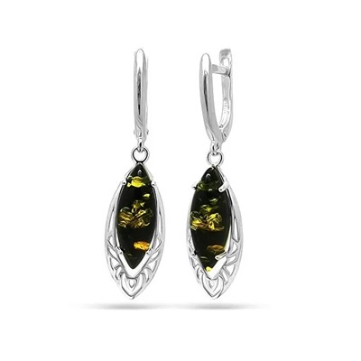 Серьги из серебра янтарь, СП33з