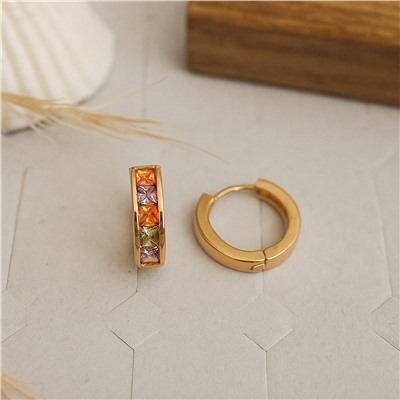 Серьги коллекция "Xuping" покрытие позолота, вставка: фианиты, цвет: разноцветный, арт.007.096