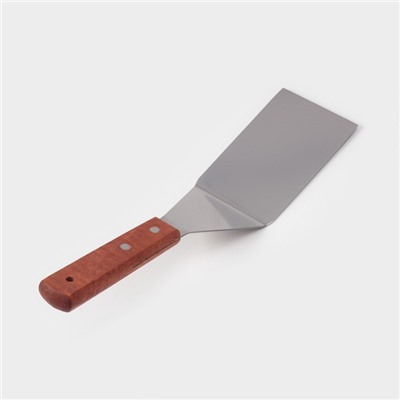 Лопатка кондитерская изогнутая, 30×7 см, нержавеющая сталь, деревянная ручка