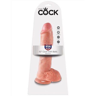 Большой фаллоимитатор с мошонкой 10  Cock with Balls на присоске - 25,4 см.