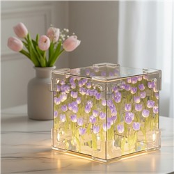 Набор для творчества-светильник "Куб" сиреневые тюльпаны, в пакете