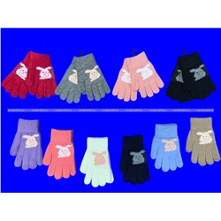 Перчатки детские, подростковые для девочек с начесом «Зайка» арт. 0834