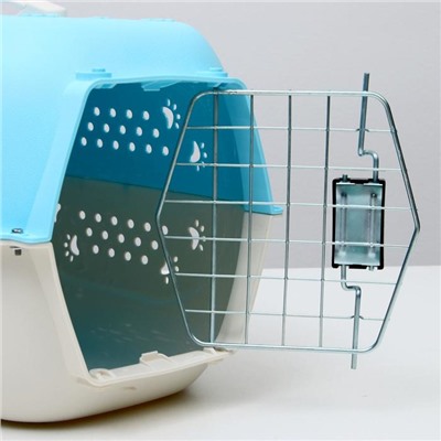 Переноска для животных, 47.5×33×31 см, пластик, голубая