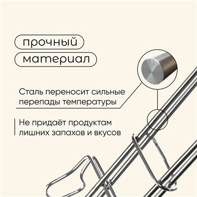 Решётка - гриль для сосисок maclay, 17×8.5 см, нержавеющая сталь, для мангала