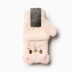 Варежки - митенки женские MINAKU «Мишка», размер 24 см, бежевые