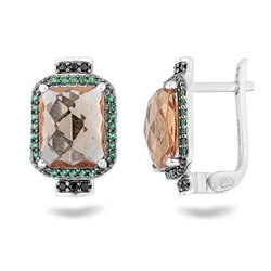 Серьги, султанит , шпинель , наноизумруд, Авантюра